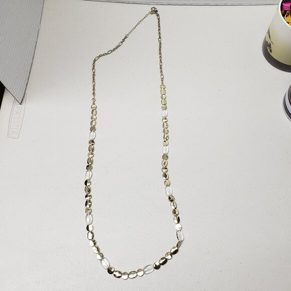 Necklace (Gold & Clear Beads) - Picture 1 of 3